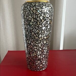 Elegant Mosaic Vase with Gold Accents